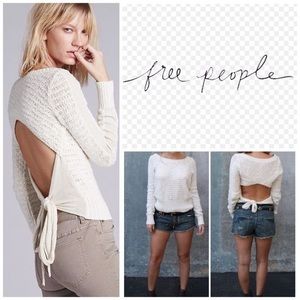 Free people open back knit top (white)